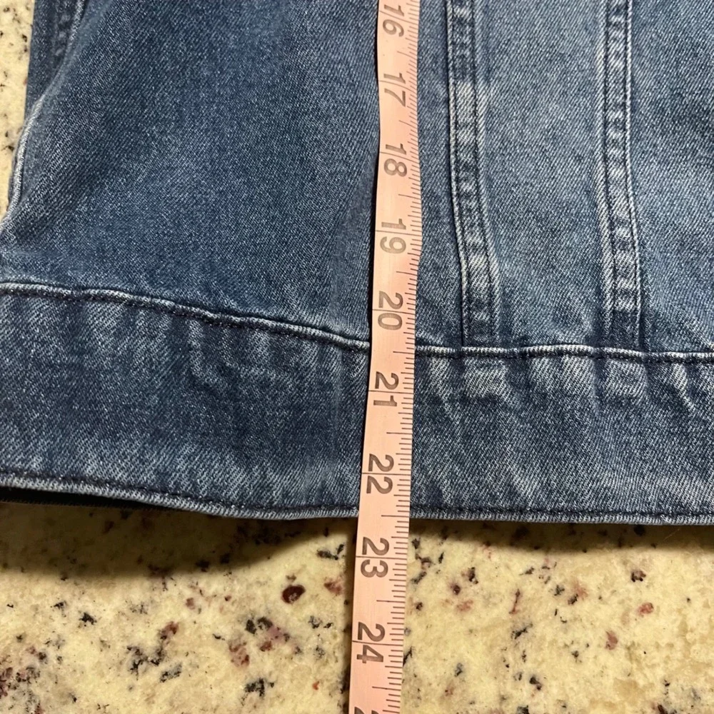 Michael Kors Denim Jacket Womens 1X Blue Classic Gold Button Trucker Jean Jacket